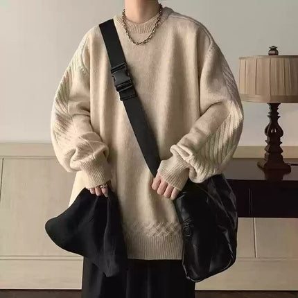 Lazy Style Sweater Men's Spring and Autumn Casual suit Set Matching Jeans Men's Sweater Fashion Two-piece Set