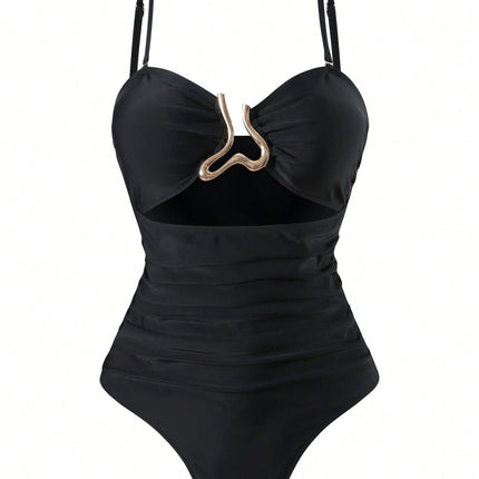 2025 New Cross-Border European and American Slim Conservative One-Piece Swimsuit Women's High-End Bikini Hot Spring Swimsuit Suit