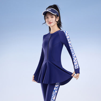 One-Piece Swimsuit for Women, One-Piece Skirt Style, Belly-Covering, Slimming, Conservative Sports European, American, Japanese and Korean Swimsuit, Wetsuit