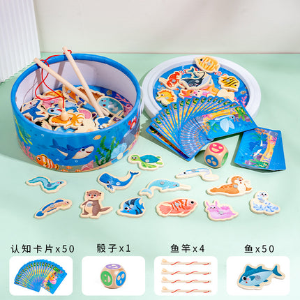 Children's Magnetic Fishing Toy Baby Early Education Beneficial Intelligence Wooden Fishing Rod Tool Set 2 Development 3.5 Years Old Game