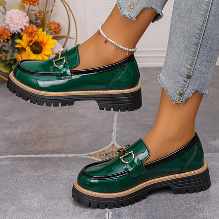 Cross-Border Export Women's Fashionable and Versatile Slip-On Shoes 2025 Spring & Fall New Style Lightweight and Comfortable Thick Heel Loafers