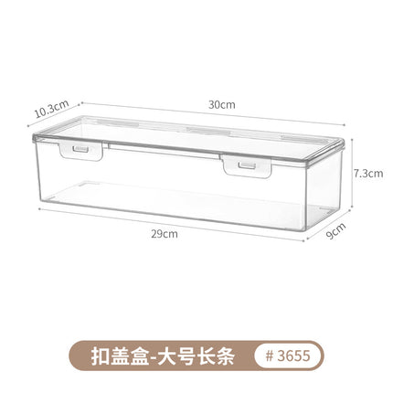 Desktop Storage Box Narrow and Long Transparent Deep Sundries Flatting Box Rectangular Gap Storage Box Storage Box