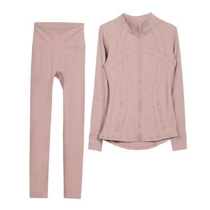 LULU Original Standard DF Yoga Suit suit Women's Top Long Sleeve Jacket Slim-fit Elastic Quick-drying Cropped Pants Fitness Running