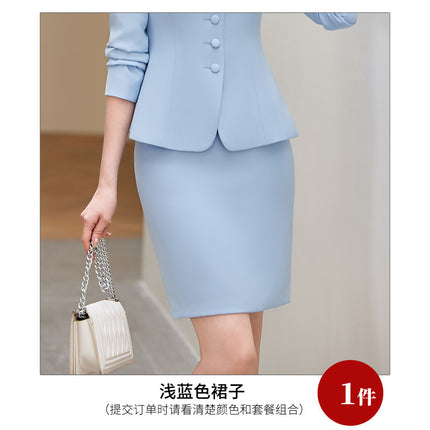 Blue suit women's suit 2024 new autumn high-end work clothes jewelry shop beautician hotel front desk work clothes