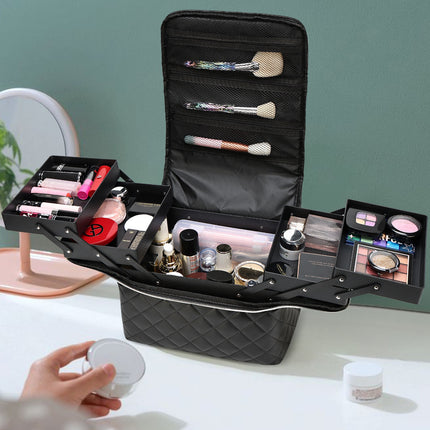 New Storage Bag Plaid Large Capacity High-Level Makeup Brush Set Makeup Makeup Artist Portable Cosmetic Bag