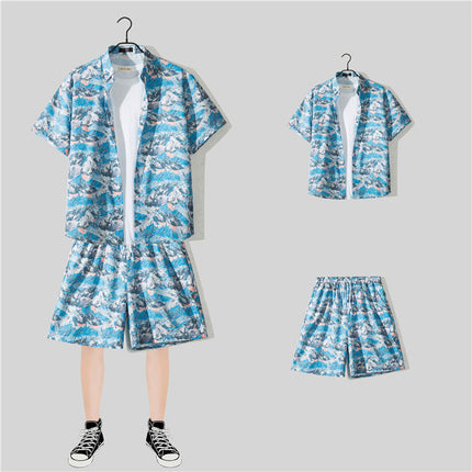 Short-sleeved Flower Shirt Hainan Island Clothing Beach Clothing Sanya Summer Weifeng Thailand Travel Men's Couple Summer Thin suit