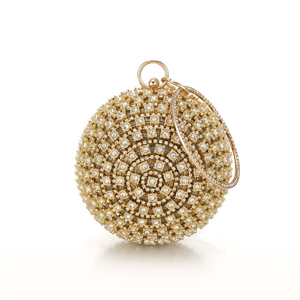 Cross-border hot rhinestone spherical ball evening bag evening bag hand handbag European and American shoulder messenger bag for women