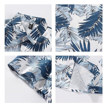 Men's Shirt Printed Summer New Thin Loose Casual Fashion Seaside Vacation Style Beach Top All-Match