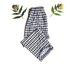 Black small striped ice silk nine-point straight floral pants / One size fits all ( 45~85kg )