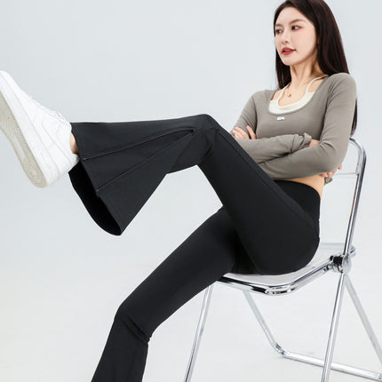 Black Micro Shark Pants Women's High Waist Pants Slim-fit Mop Pants Dose-fit Trousers Loose Fashionable Spring and Autumn Flared Pants