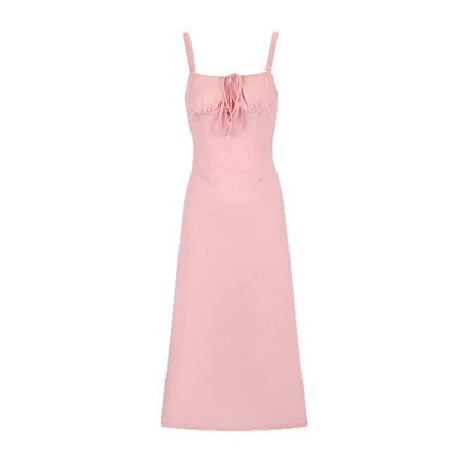 AD298 Cross-border Fashion New Sexy Pink Backless Sling Waist Explosions Women's Lace-up Backless dress