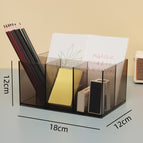 Transparent gray pen holder with 4 compartments [packaged in a single carton]