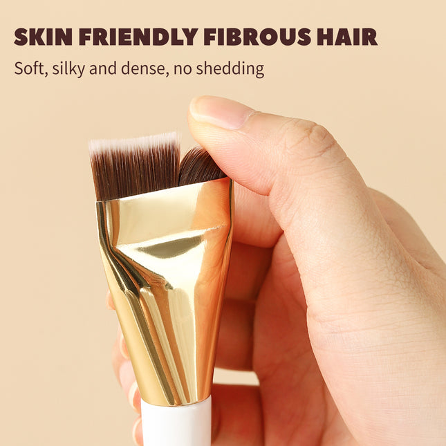 Fish Tail Foundation Brush, Thin and Non-Eating Powder, Flat Head, Beveled Crescent Moon Mask Brush, Traceless Concealer Liquid Foundation Makeup Brush