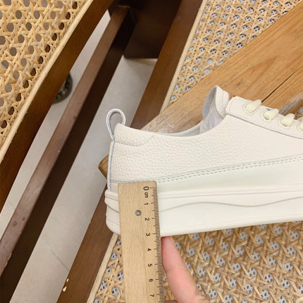 Genuine Leather Retro Sneakers for Women 2025 Spring & Fall New Niche High-Bottom Soft-Soled White Shoes Flats-Soled Sports and Casual Shoes