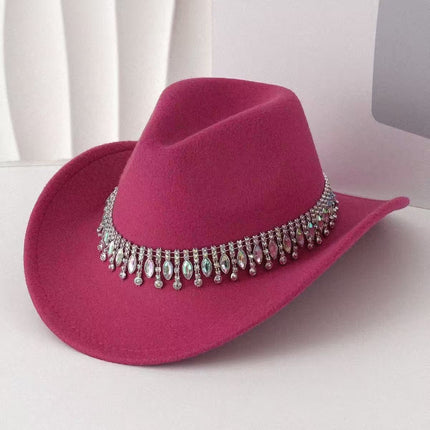Solid Color Light Board Felt Western Cowboy Hat Outdoor Autum Hat Women's Simple French Hat Men's High-End