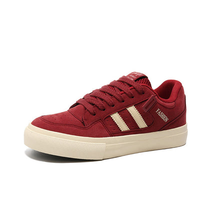 2025 New Fashion Low-top Niche Casual Men's Shoes All-match Fashion wine red Bread Shoes Student Board Shoes