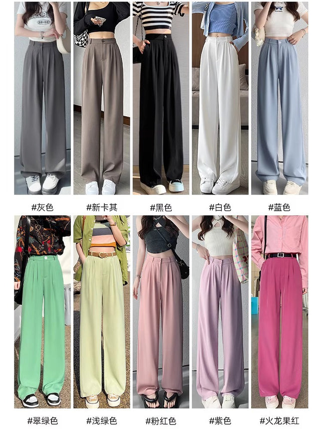 Narrow Wide-Leg Pants for Women 2026 Spring New High-Waisted Drapey Loose Casual Pants Petite Suit Floor-Length Pants