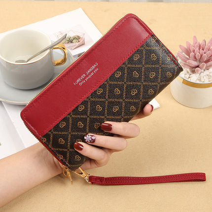Cross-border generation new fashion women's double-layer long multi-card multi-functional hand-held mobile phone bag large-capacity wallet