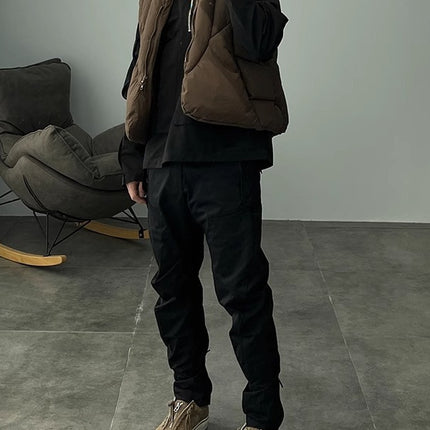 Fashion Linetype Divided Profile Warm High Street Deconstructed vibe Vest Men's High-end Wear Casual Jacket Top