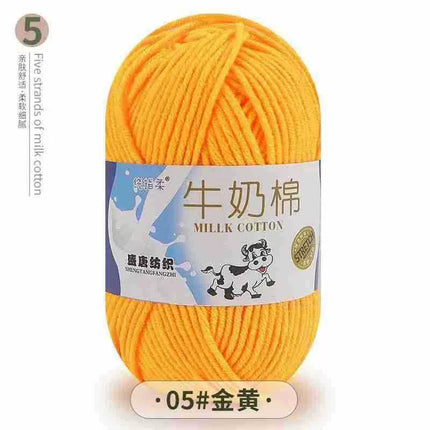 Five-Strand Milk Cotton Yarn Wholesale Medium-Thick Yarn Crochet Doll Shoes Scarf DIY Knitting Material Kit Crochet
