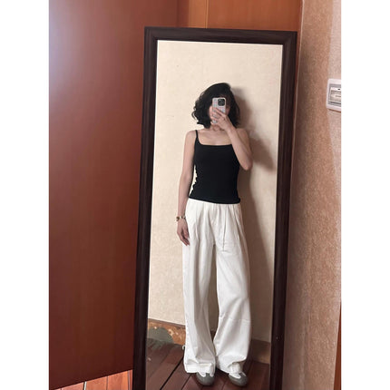 2025 New Korean Style Jeans for Women, High-Waisted, Loose, Slimming, Pleated Design, Wide-Legged, Loose Floor-Length Trousers