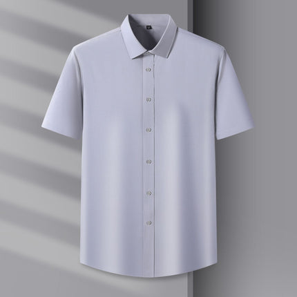 Counter Men's and Women's Summer Natural Modal Short-Sleeved White Shirt, No-Iron, Anti-Wrinkle, High-End Cool Cloud Shirt