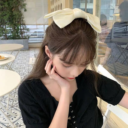 Korean Same Style Red Big Bow Hairpin Female Back Head Top Clip Simple French Retro Popular Kidsren's Hair Accessories