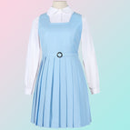 Aqua (dress) + women's white round neck long-sleeved shirt + belt / XS
