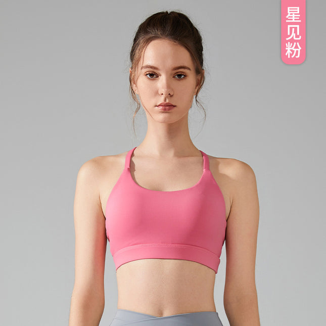 Women's Sports Bra with Thin Straps, Halter Neck, Strapless Bra, Push-Up Yoga Bra, Fitness Training Tank Top