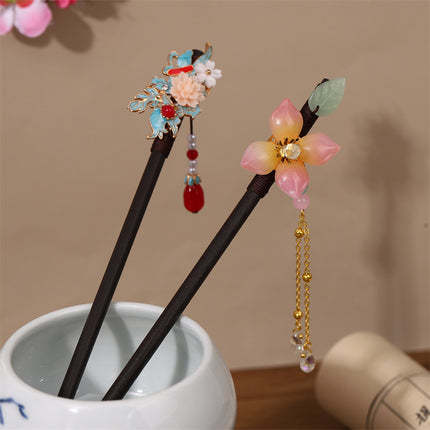 New Year Red Festive Chinese Style Hairpin Palace Style Tassel Walking Hair Hairpin Retro Hanfu Ancient Dress Cheongsam Hair Accessories Women
