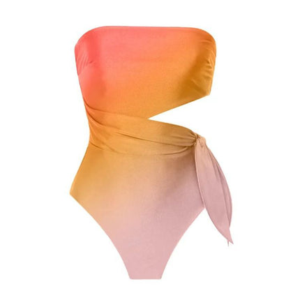 2023 New European and American French Retro Printed Swimsuit Women's Hot Spring Holiday Beach Dress Two-piece Swimsuit