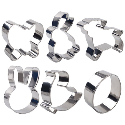 Cross-border special for Easter 6-piece cookie mold stainless steel cookie cutting cookie printing baking tools
