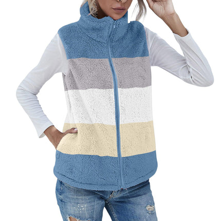 Cross-border Women's vest 2022 new plush stand collar sleeveless zipper lightweight vest comfortable women's coat with pockets