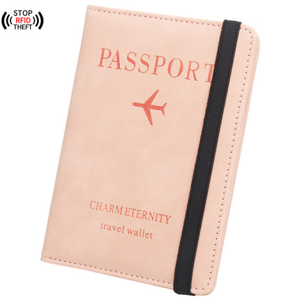 Rfid Anti-Magnetic Passport Holder Amazon Passport Book English Airline Ticket Holder Multi-Card Slot Elastic Band Passport Cover Leather