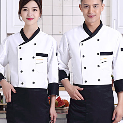 Winter Chef Work Clothes Men's Long Sleeve Winter Restaurant Kitchen Clothes Autumn and Winter Chef Clothes Autumn and Winter Clothes Women