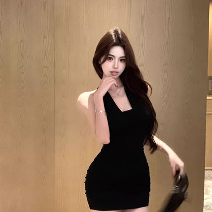 Backless Halter Neck Strap Dress for Women, Summer Sexy Tight Bodycon Dress, Unique and Beautiful Waist-Cinching Strapless Dress