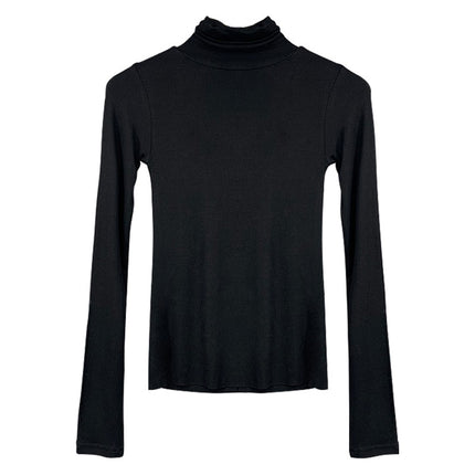 South Korea Dongdaemun New Sexy Chest Figure High Collar Tight Slimming All-match Long Sleeve T-shirt Women's Top