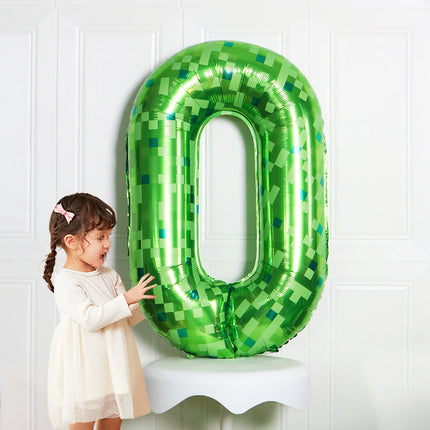 40inch Number Balloon Green Plaid Balloon Cross-Border Party Layout Scene Atmosphere Aluminum Film Balloon Numbers