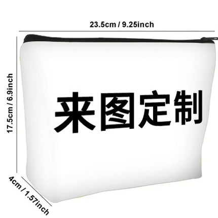 Cross-border Hot Selling Printed Canvas Cosmetic Bag Women Clutch Bag Student Zipper Pencil Case Wholesale Large Capacity Storage Bag