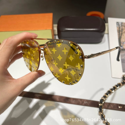 New European and American Fashion Foreign Trade Sunglasses for Women, Printed Sunglasses for Women, Anti-Uv Outdoor Street Photography, Slimming Look