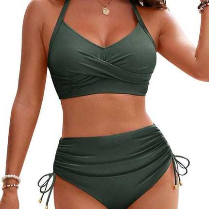 Split swimsuit 2025 new European and American cross-border sexy high waist bikini suit Amazon bikini swimsuit