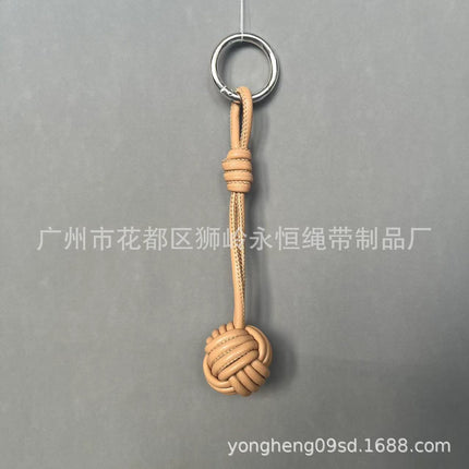 Car Keychain Bag Couple Exquisite Gift Soft Sheepskin Handmade Woven Tennis Ball Monkey Fist Hanging Bag