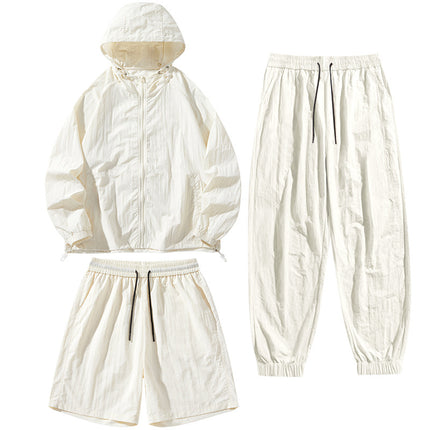 Sun Protection Clothing Set Upf50+ Cool-Touch Ice Silk Original Yarn Hooded Breathable Nylon Ice Silk Outdoor Skin Protection Clothing Shorts