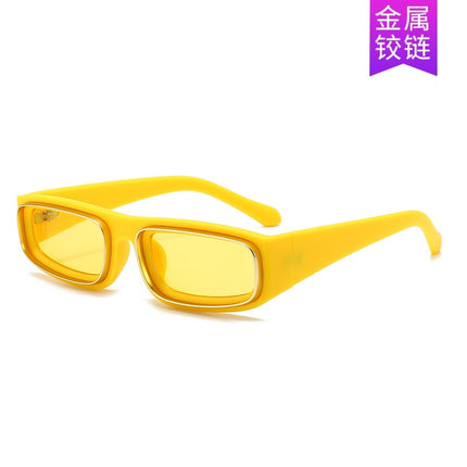 New European and American Fashion Versatile Sunglasses Trendy Square Frame Textured Metal Ring Sunglasses Cross-Border Anti-Uv Sunglasses