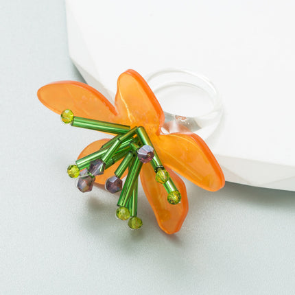 Cross-border New Trend Bohemian Flower Ring Women's Personality Exaggerated Elegant High Quality Ring Hand Jewelry