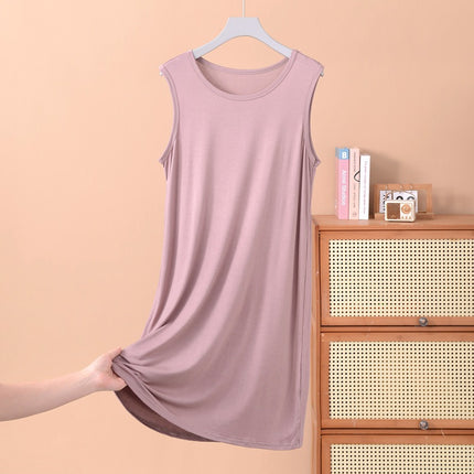 Modal Vest Dress Nightgown Women's Bottoming Skirt Summer Large Size Thin Sleeveless Mid-Length Skirt Fat mm 100kg Dress