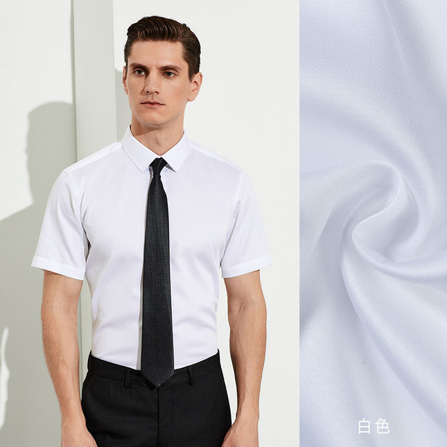 100-Count Cotton Non-Iron Shirt Men's Short-Sleeved Business Formal Work Clothes Pure Cotton Casual Long-Sleeved Anti-Wrinkle Shirt