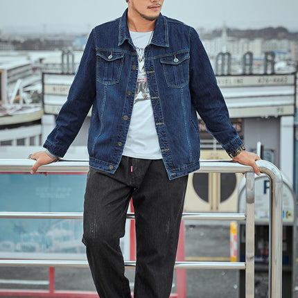 Plus Size Men's Denim Top Denim Jacket Trendy Fat Work Clothes Large Denim Shirt Plus Fat Enlarged Denim Jacket