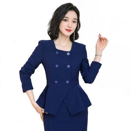 Professional Women's suit Women's Red Formwork Stewardess Uniform Hotel Front Desk Manager Suit Dress Autumn and Winter