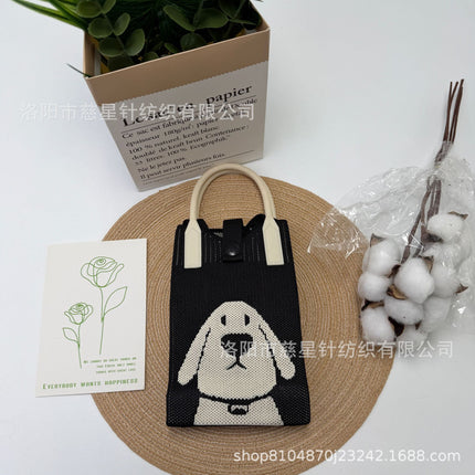 Girl's Heart-Shaped Knitted Crossbody Bag